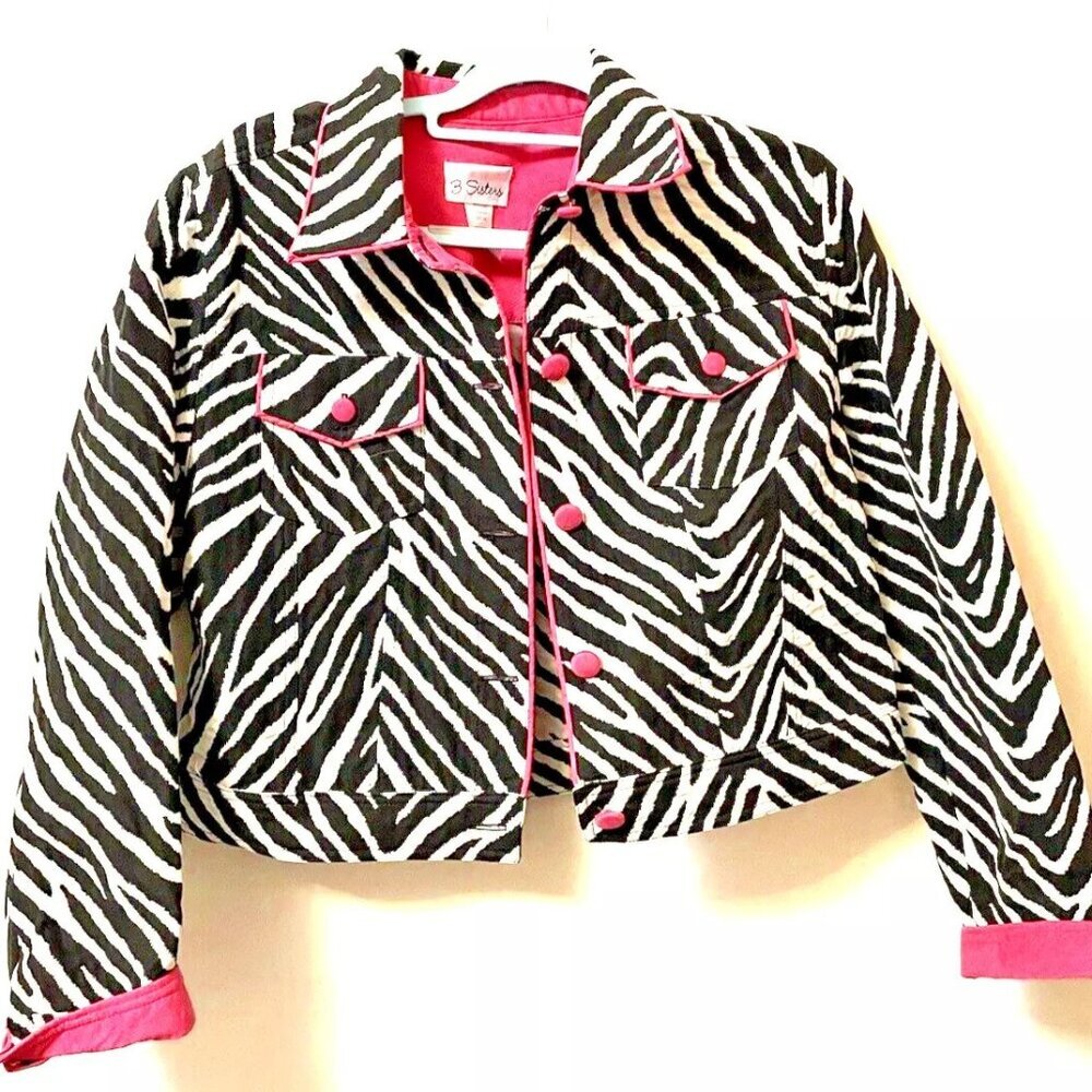 Three Sisters Pink & Zebra Print Pattern Pink But… - image 1